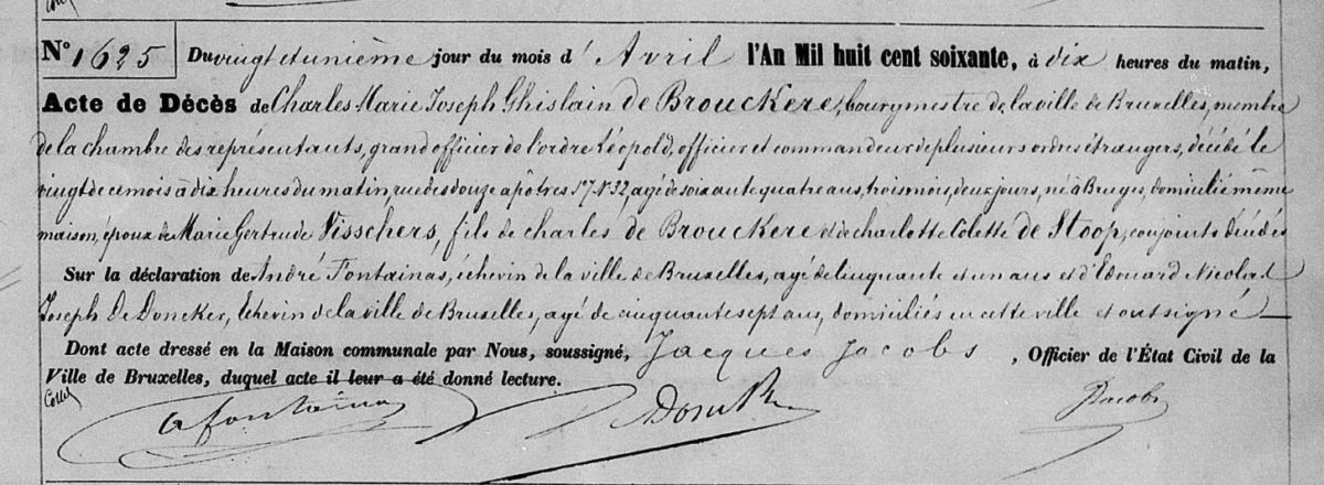 de BROUCKERE Charles Marie Joseph Ghislain