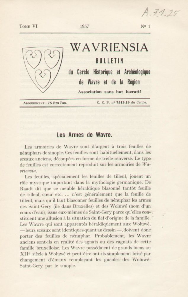 Bibliothèque de GéniWal (Wavriensia 1957 – 1-2-3-4)