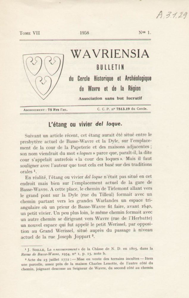 Bibliothèque de GéniWal (Wavriensia 1958 – 1-2-3-4)
