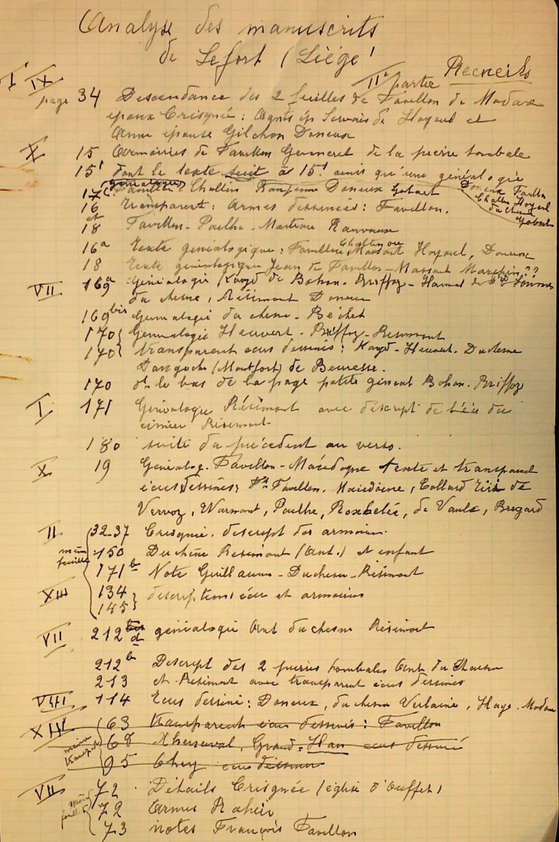 Analyse des manuscrits LEFORT de Liège